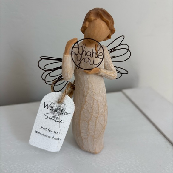 Willow Tree Other - Willow Tree Angel with Thank You Sign and Brown Hair